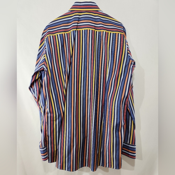 Funky ETON Multi Colour Stripe Contemporary Dress Shirt 100% Cotton sz 44 / 17.5 - Picture 7 of 7